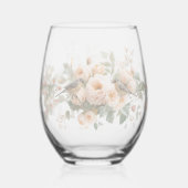 Wedding floral bird Elegant Simple Minimal Simple  ステムなしワイングラス (正面)
