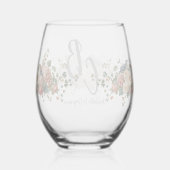 Wedding floral bird Monogram Elegant Simple Minima ステムなしワイングラス (右)
