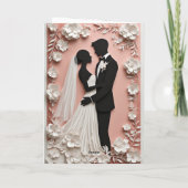 Wedding Floral Frame With Bride And Groom カード (裏面)