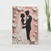 Wedding Floral Frame With Bride And Groom カード (正面)