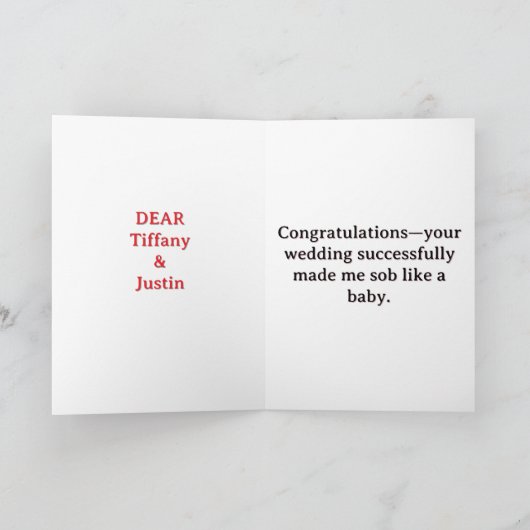 Wedding Floral Frame With Bride And Groom カード (内部)