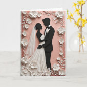 Wedding Floral Frame With Bride And Groom カード (黄色い花)