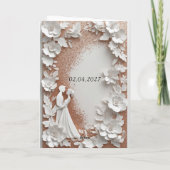 Wedding Floral Frame With Bride And Groom カード (裏面)