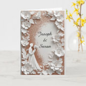 Wedding Floral Frame With Bride And Groom カード (黄色い花)