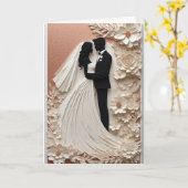 Wedding Floral Frame With Bride And Groom カード (黄色い花)