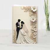 Wedding Floral Frame With Bride And Groom カード (裏面)