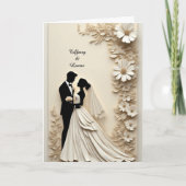 Wedding Floral Frame With Bride And Groom カード (正面)
