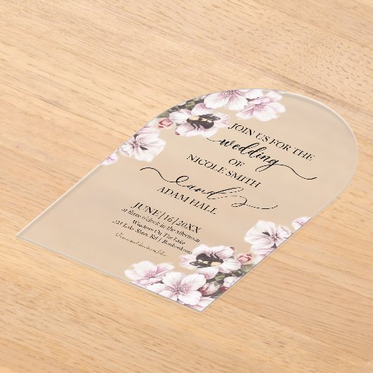 Wedding Floral Invitation アクリル招待状 (レイダウン)
