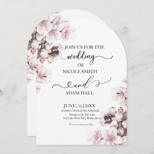 Wedding Floral Invitation 招待状 (正面/裏面)