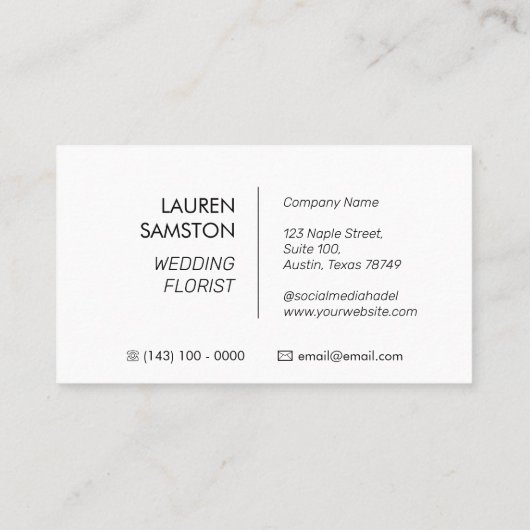 Wedding Florist Business Card 名刺 (裏面)