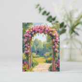 Wedding Flower Arch | Watercolor Marriage Painting ポストカード (スタンド正面)