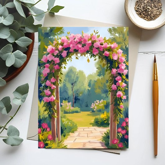 Wedding Flower Arch | Watercolor Marriage Painting ポストカード
