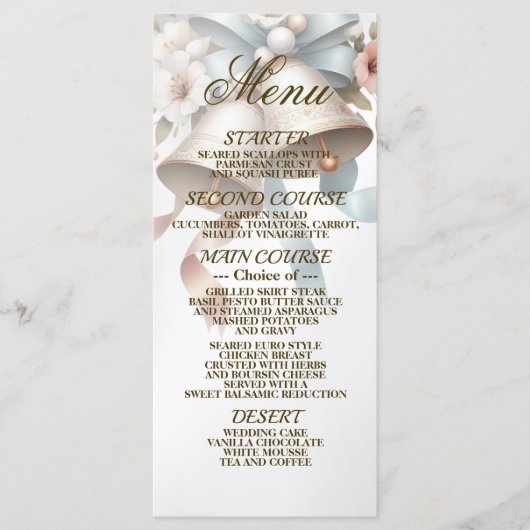 Wedding Flowers Bells Pink Blue Ribbons Beautiful メニュー (正面)