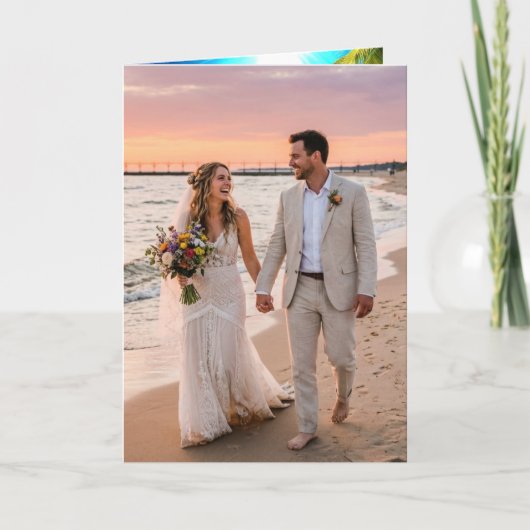 Wedding Folding Invitation Tropical Beach 招待状 (正面)