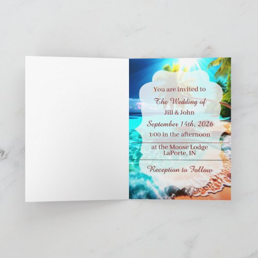 Wedding Folding Invitation Tropical Beach 招待状 (内部)