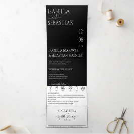 Wedding Formal Black All in one set 三つ折り招待状