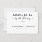 Wedding Formal Black Kindly Reply 出欠カード (正面)