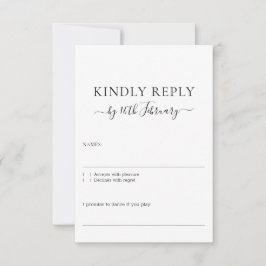 Wedding Formal Black Signature Kindly Reply 出欠カード