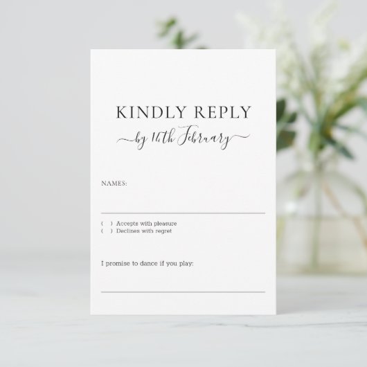 Wedding Formal Black Signature Kindly Reply 出欠カード (スタンド正面)