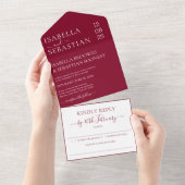 Wedding Formal Burgundy Kindly Reply invite オールインワン招待状 (貼ってはがせる)