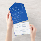 Wedding Formal Cobalt Blue Kindly Reply invite オールインワン招待状 (貼ってはがせる)