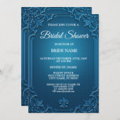 Wedding Geometric Teal Turquoise Bridal Shower 招待状 (正面/裏面)