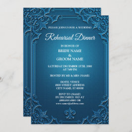 Wedding Geometric Teal Turquoise Rehearsal Dinner 招待状