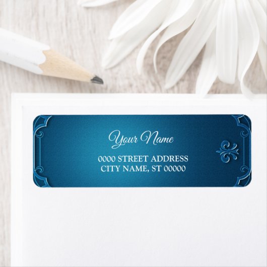 Wedding Geometric Teal Turquoise Return Address ラベル (インサイチュ)