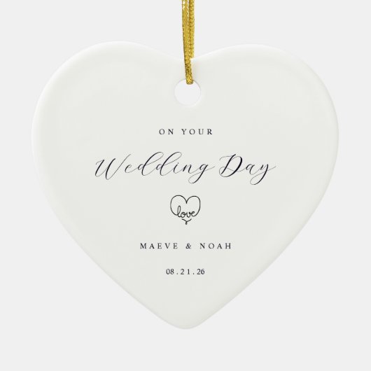 Wedding Gift Just Married Keepsake Ornament セラミックオーナメント (正面)
