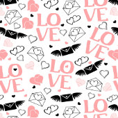 Wedding Gift Table Runner Pink Black Love Text ロングテーブルランナー