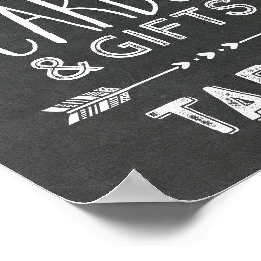 Wedding Gift Table Sign Chalkboard Hearts Arrows ポスター (角)