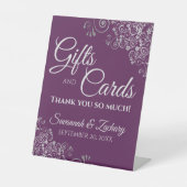 Wedding Gifts & Cards Silver Frills on Plum Purple 台座サイン (正面)