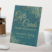 Wedding Gifts & Cards Thank You Teal & Gold 台座サイン (インサイチュ)