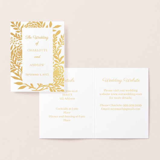 Wedding gold botanical website details luxury 箔カード (ディスプレー)