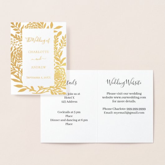 Wedding gold botanical website details luxury 箔カード (ディスプレー)