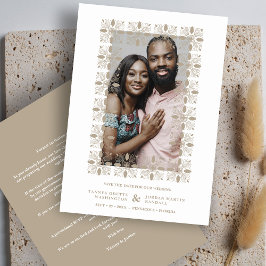 Wedding Gold Fancy Ornament Lace Effect Modern セーブザデート