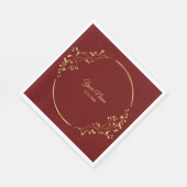 Wedding Golden Floral Geometric Wreath Red Party スタンダードランチョンナプキン (角)