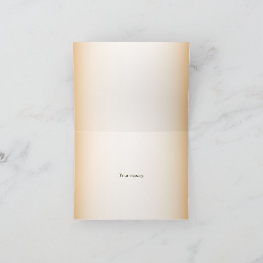 Wedding Golden Frame White Floral Peach Rustic サンキューカード (内部)