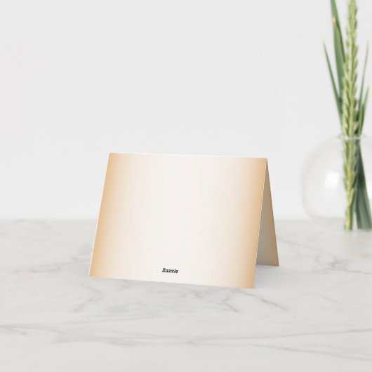 Wedding Golden Frame White Floral Peach Rustic サンキューカード (裏面)