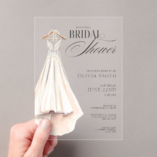 Wedding Gown Bridal Shower Invitation アクリル招待状 (インサイチュ (ポータブル))