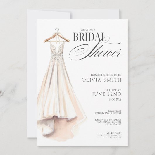 Wedding Gown Bridal Shower Invitation 招待状 (正面)