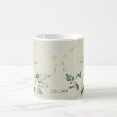 Wedding Greenery Leaves Pink Floral Gold Geometric コーヒーマグカップ (中央)