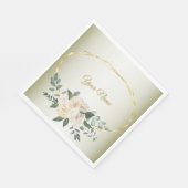 Wedding Greenery Leaves Pink Floral Gold Geometric スタンダードランチョンナプキン (角)