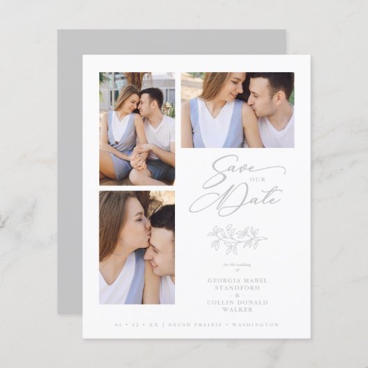 Wedding Grey 3 Photos Collage Budget Branches (正面/裏面)