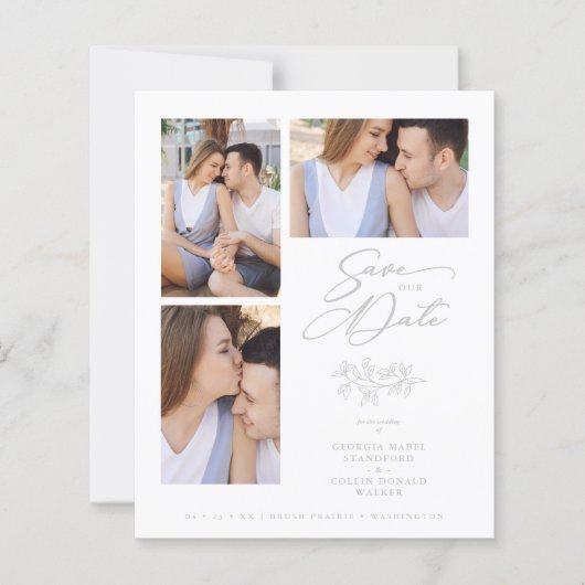 Wedding Grey 3 Photos Collage Budget Branches (正面)