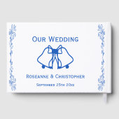 Wedding Guest Book Blue Sapphire Bells Scrollwork ゲストブック (裏面)
