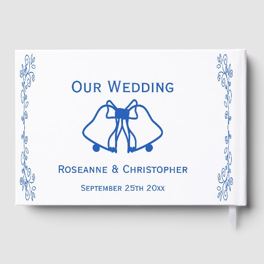 Wedding Guest Book Blue Sapphire Bells Scrollwork ゲストブック (裏面)