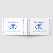 Wedding Guest Book Blue Sapphire Bells Scrollwork ゲストブック (全面)