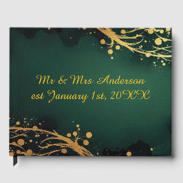Wedding Guest Book Dark Green and Gold Design ゲストブック