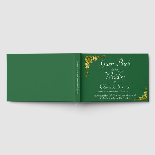 Wedding Guest Book Emerald Green & Gold ゲストブック (全面)